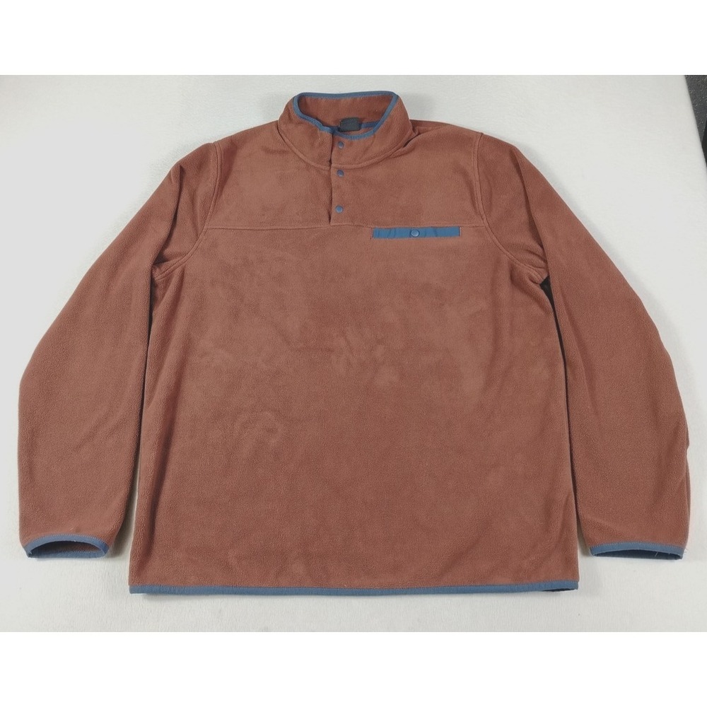 32 Degrees Heat Sweater Mens XL Maroon Fleece Snap Mock‎ Neck Thermal Cabincore